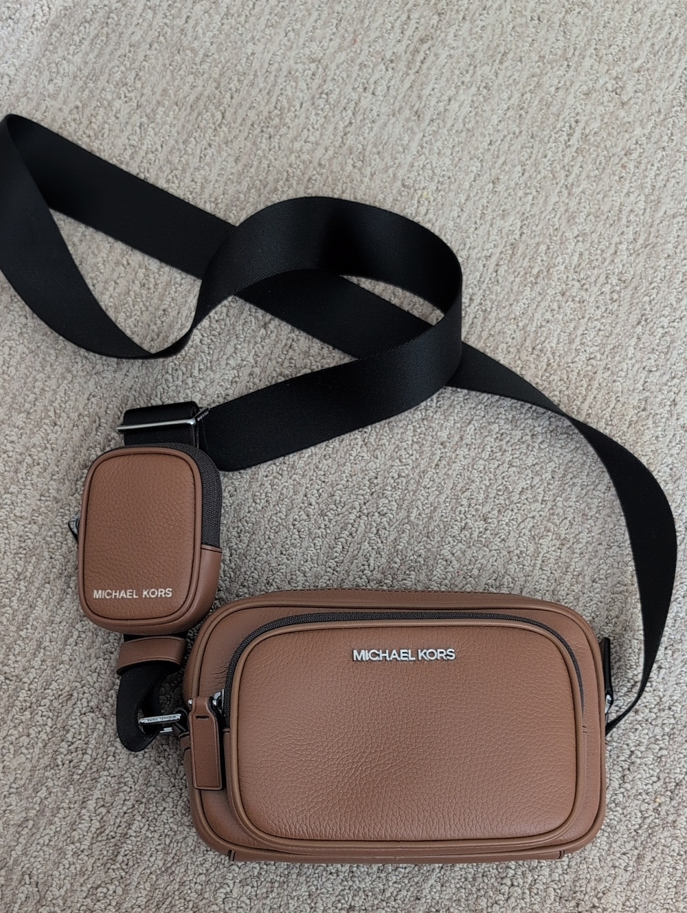 Michael Kors Brown Leather Cooper Camera Bag With Pouch